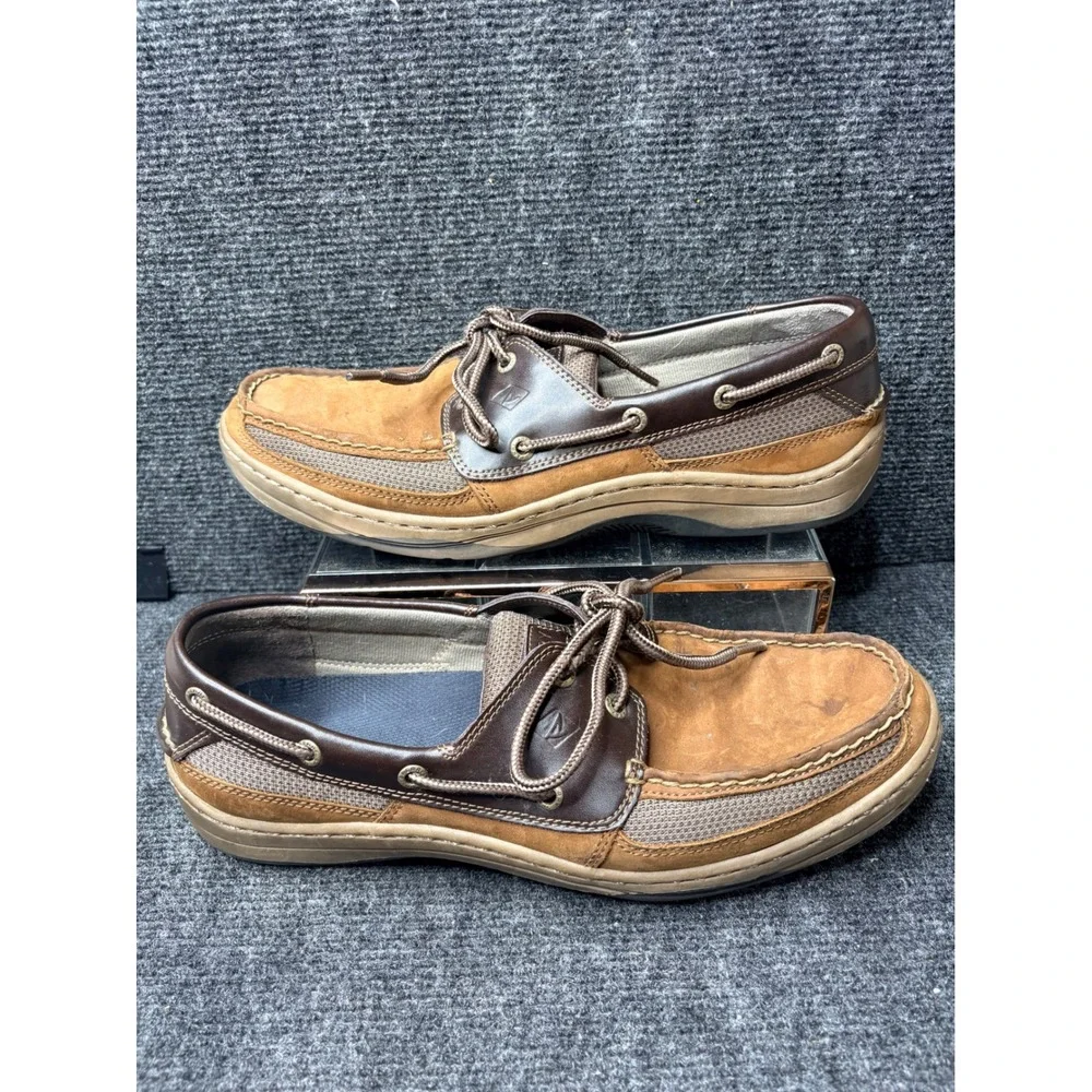 Sperry Top-Sider Billfish Men Tan Brown Leather Mesh Boat Shoes STS11735 Size 11